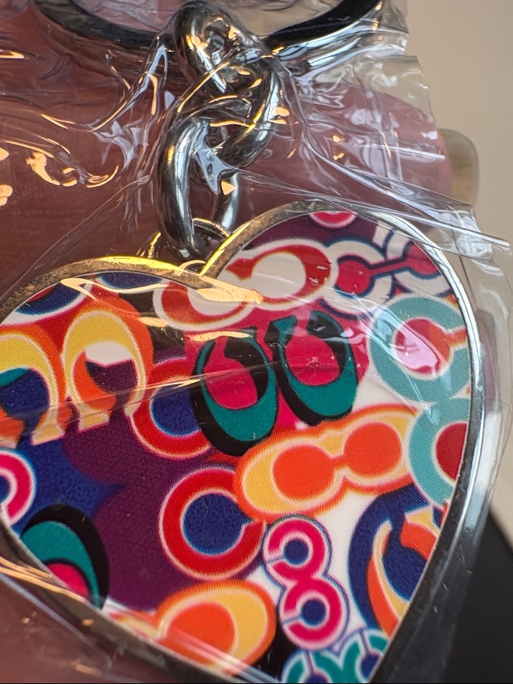 Coach Multicolor Heart Keychain - Picture 4 of 4